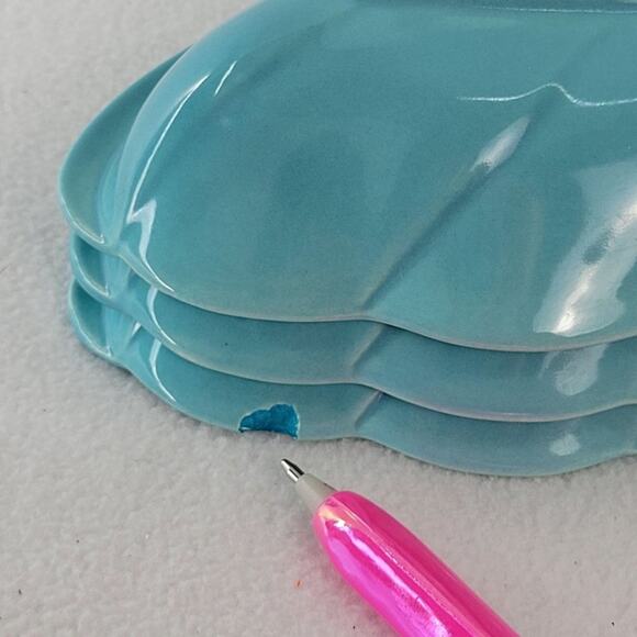 Vintage Set of 3 Ceramic Wing Trays Aqua Pottery Made in USA No 370 California - Picture 8 of 8